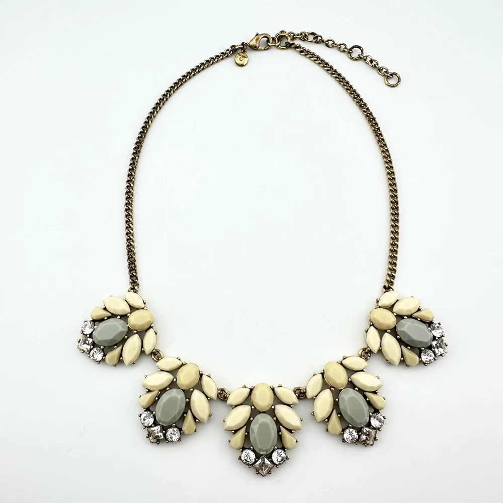 Vintage J. Crew Necklace Cream and Grey Statement